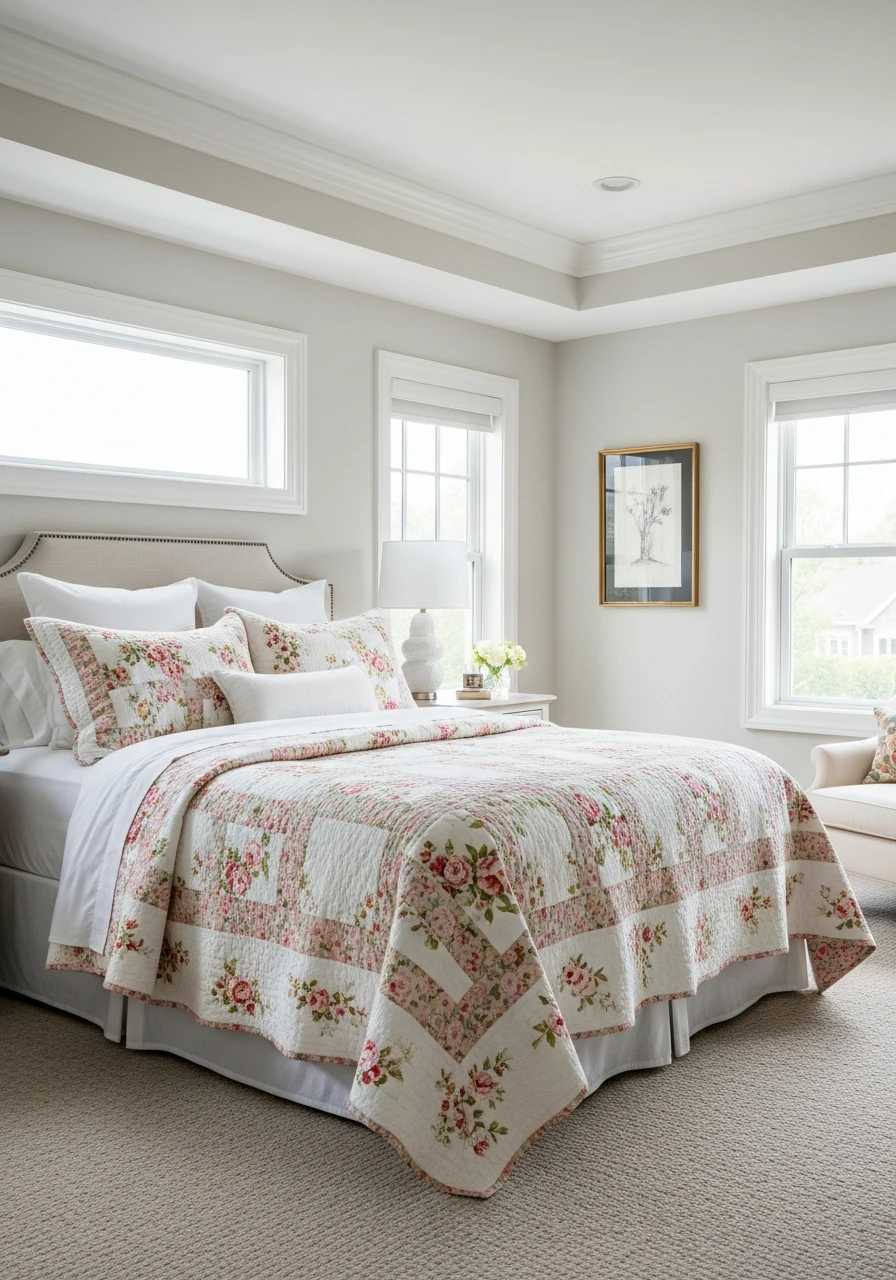 Floral Patchwork Quilt With Heirloom Style