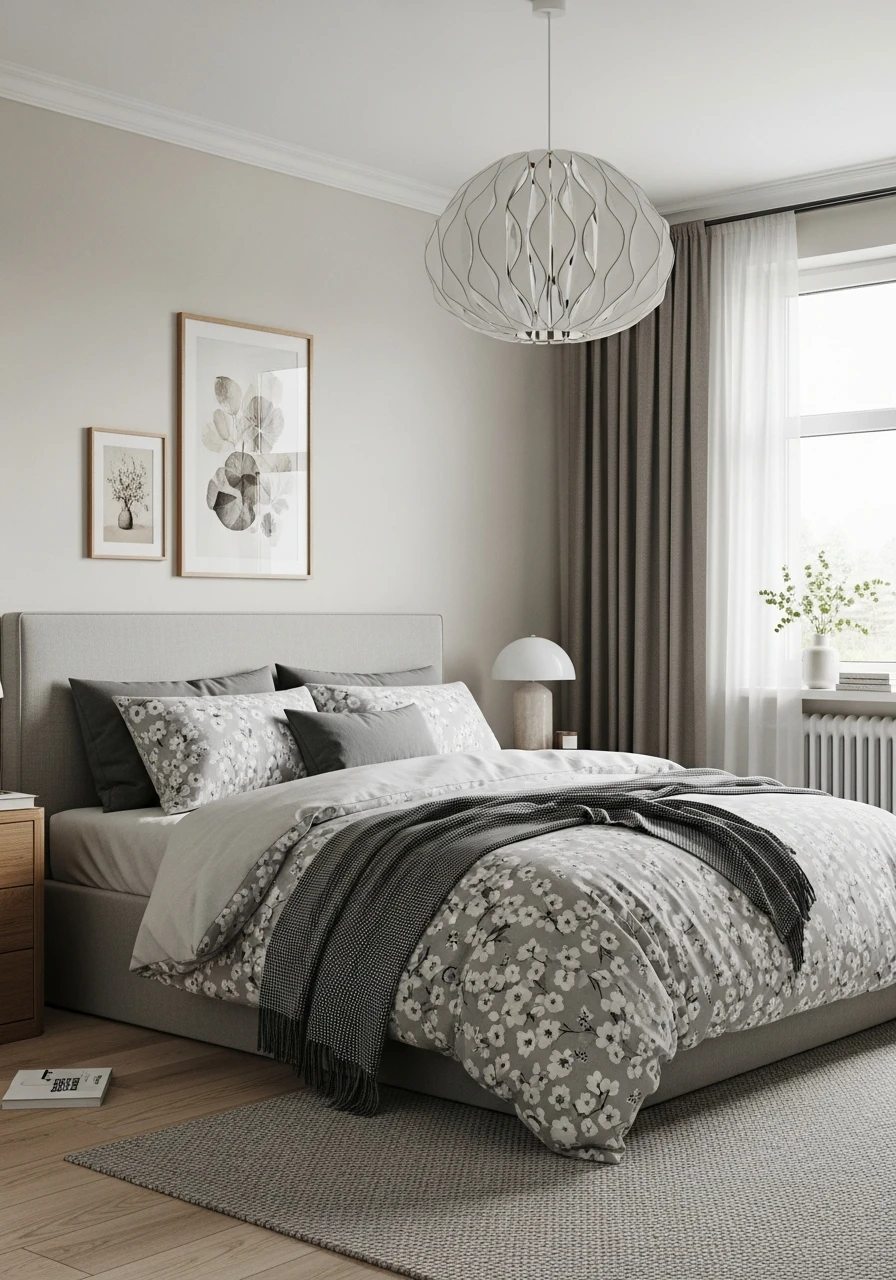 Scandinavian Floral Bedding With Minimal Color Palette