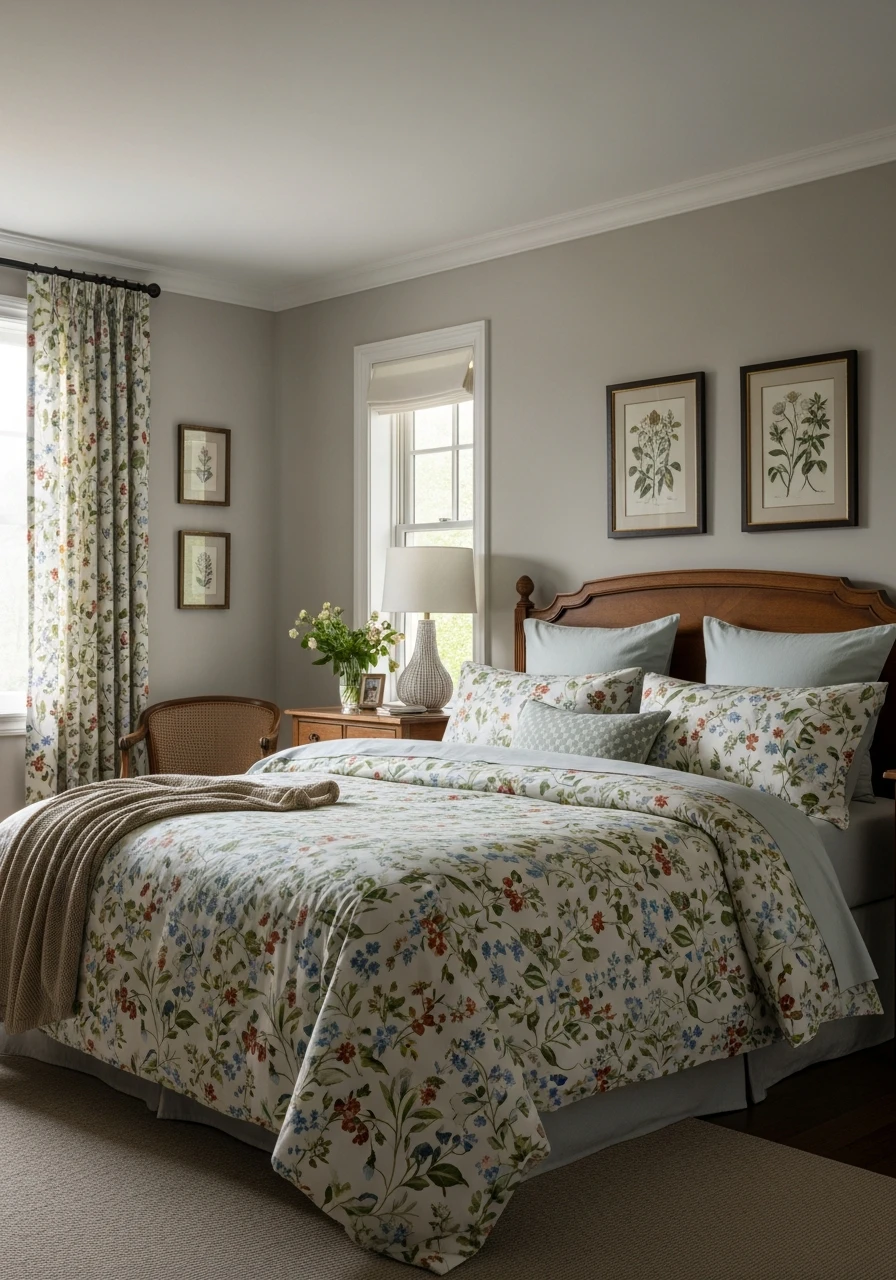 Vintage Botanical Floral Bedding With Heritage Prints