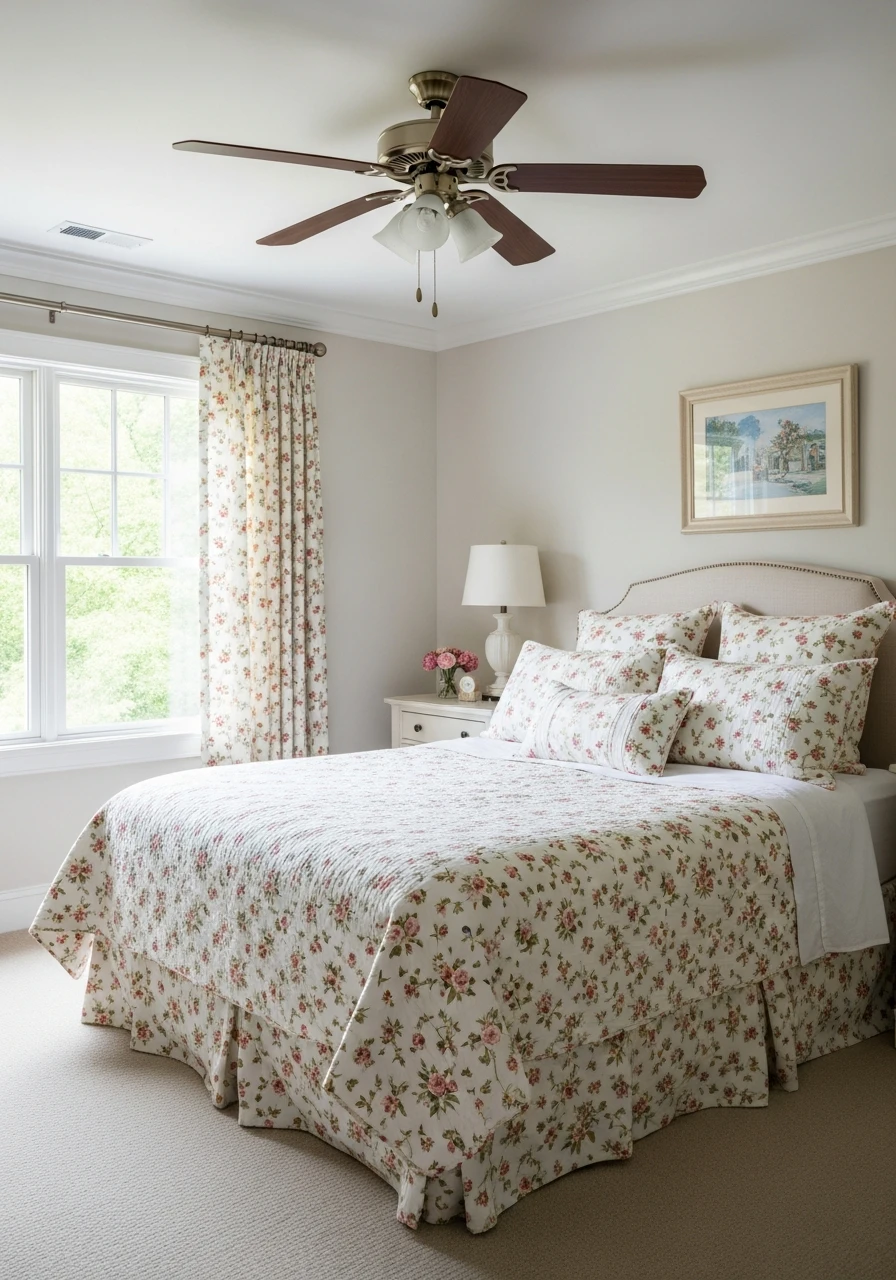 Cottagecore Floral Bedding With Handmade Quilt Style