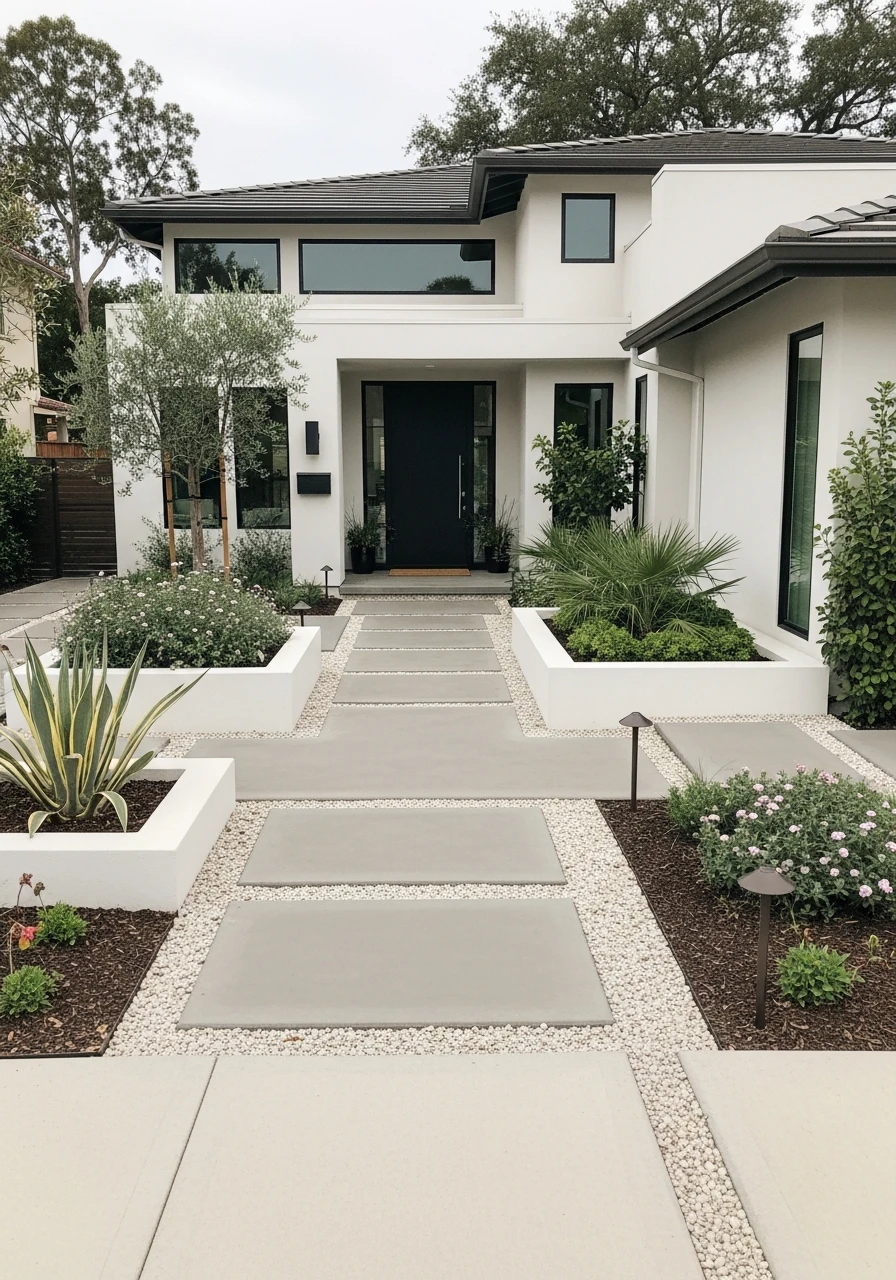 1. Modern Minimalist Front Yard Garden