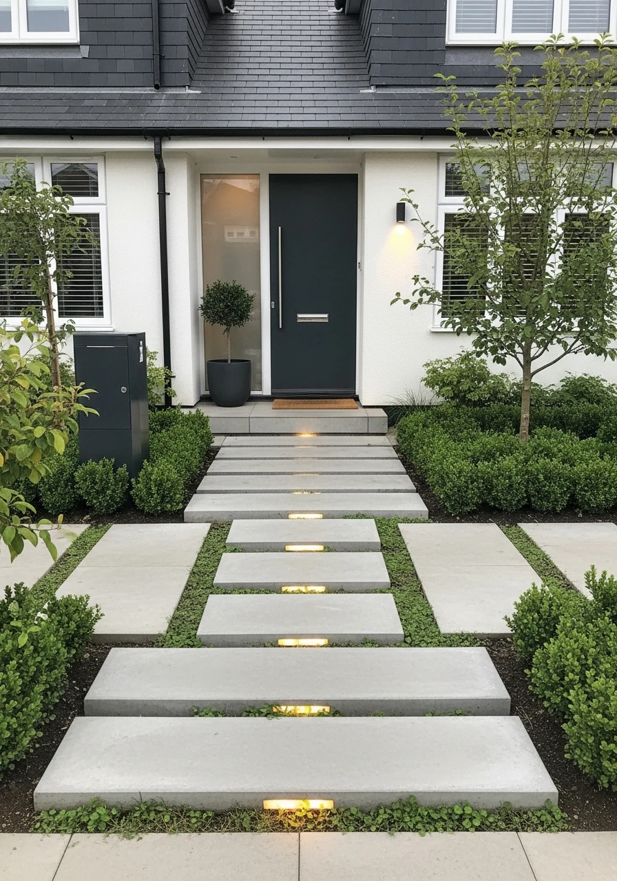 16. Floating Concrete Step Pathway Garden