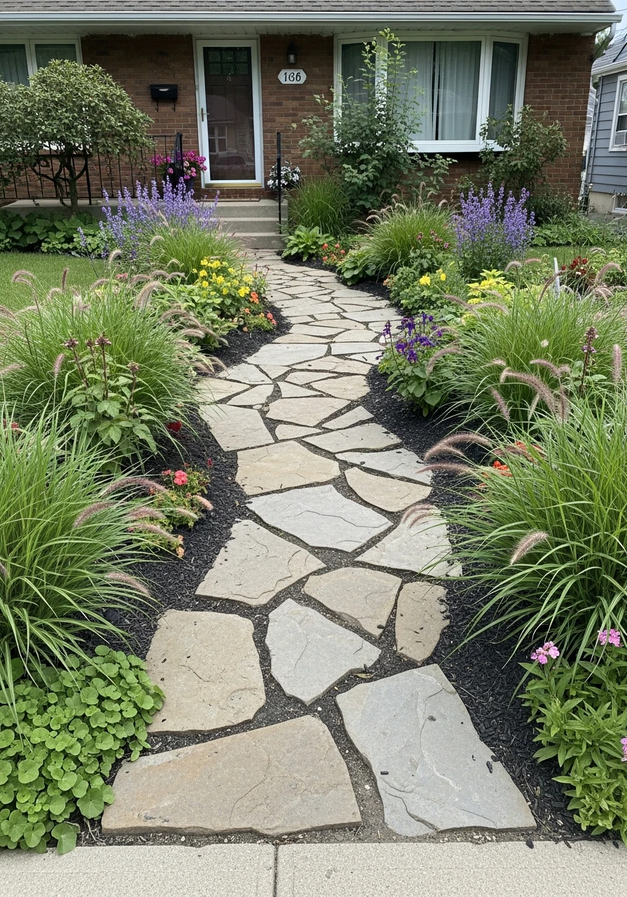 17. Natural Stone Pathway With Plant Borders