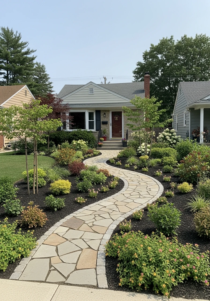 20. Curved Organic Path Front Garden Layout