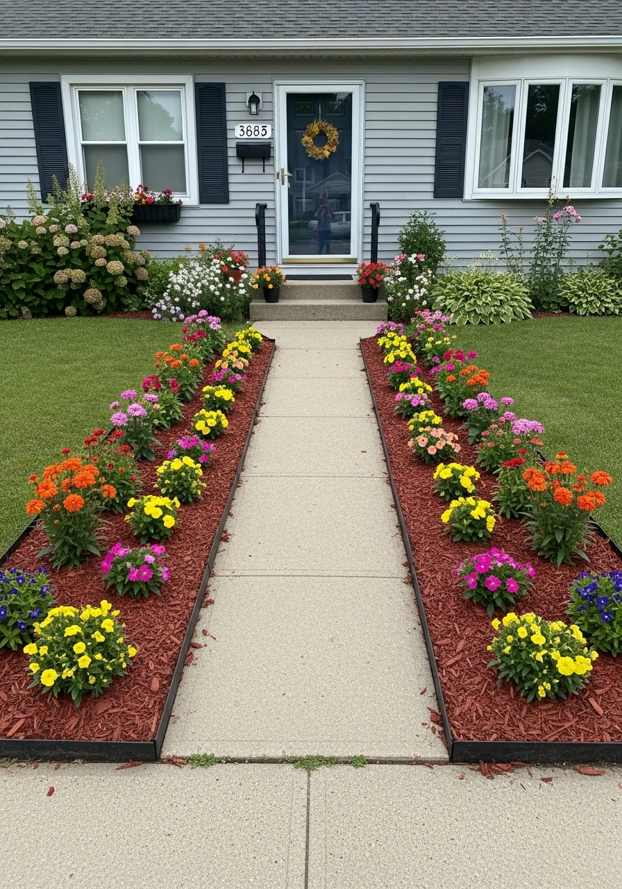 23. Mulched Flower Bed Framing Walkway