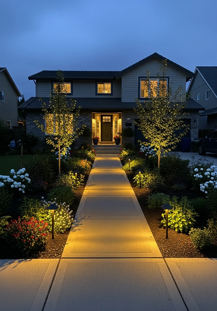 27. Outdoor Lighting Focused Entrance Garden