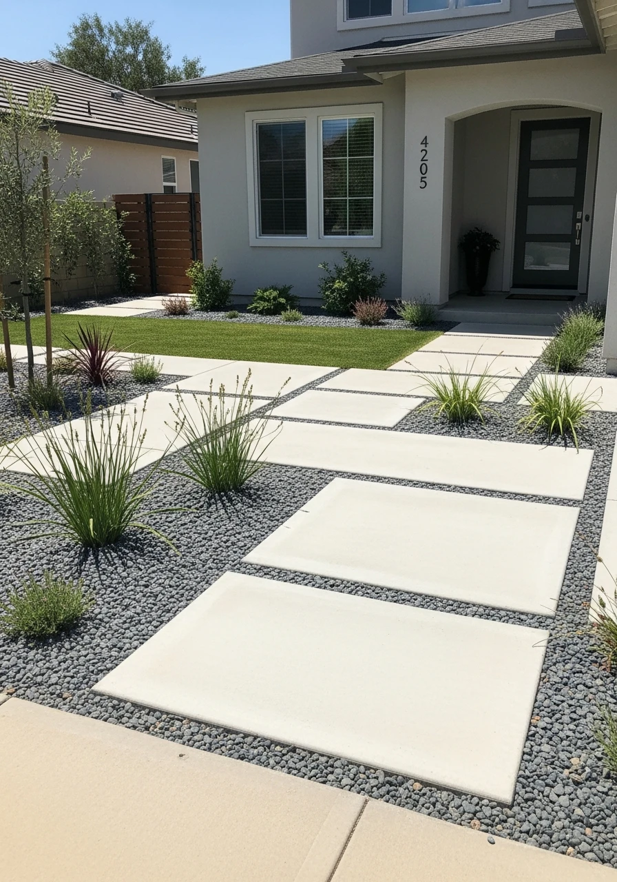 3. Gravel and Paver Geometric Garden Design