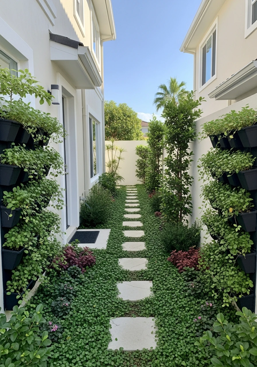 33. Narrow Side Entry Front Garden Path