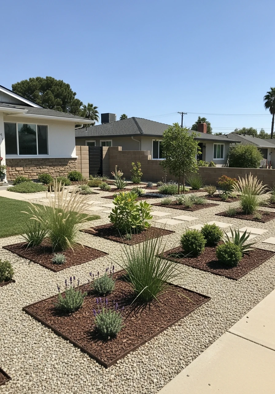 38. Minimal Lawn Low-Maintenance Front Garden