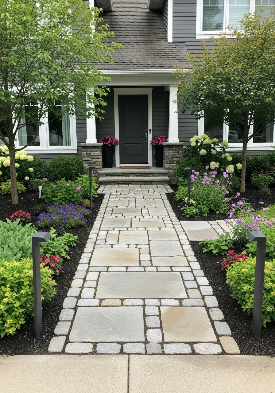 40. Stone Edged Pathway Garden Design