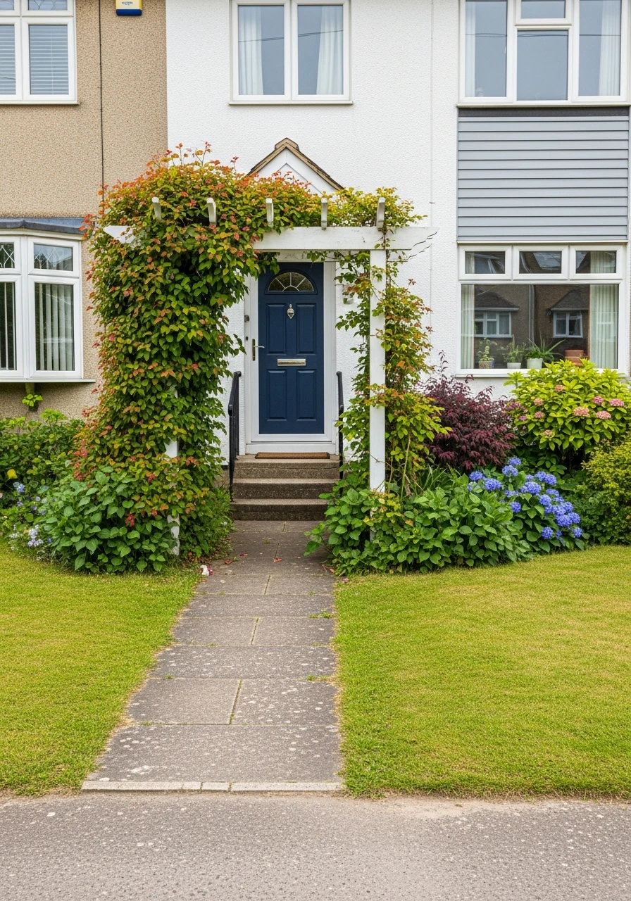 41. Front Garden With Pergola Entrance Feature