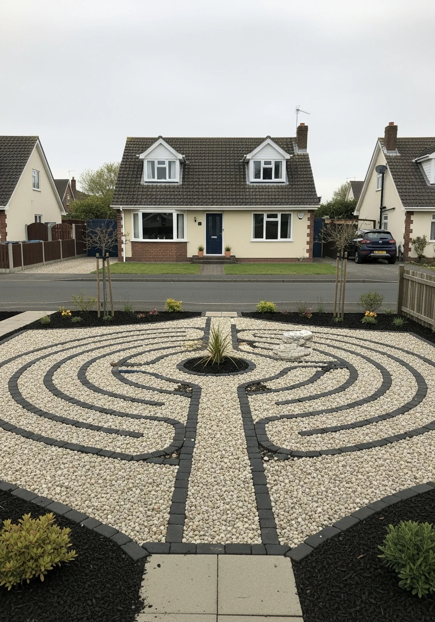 48. Gravel Labyrinth Meditation Entry Garden