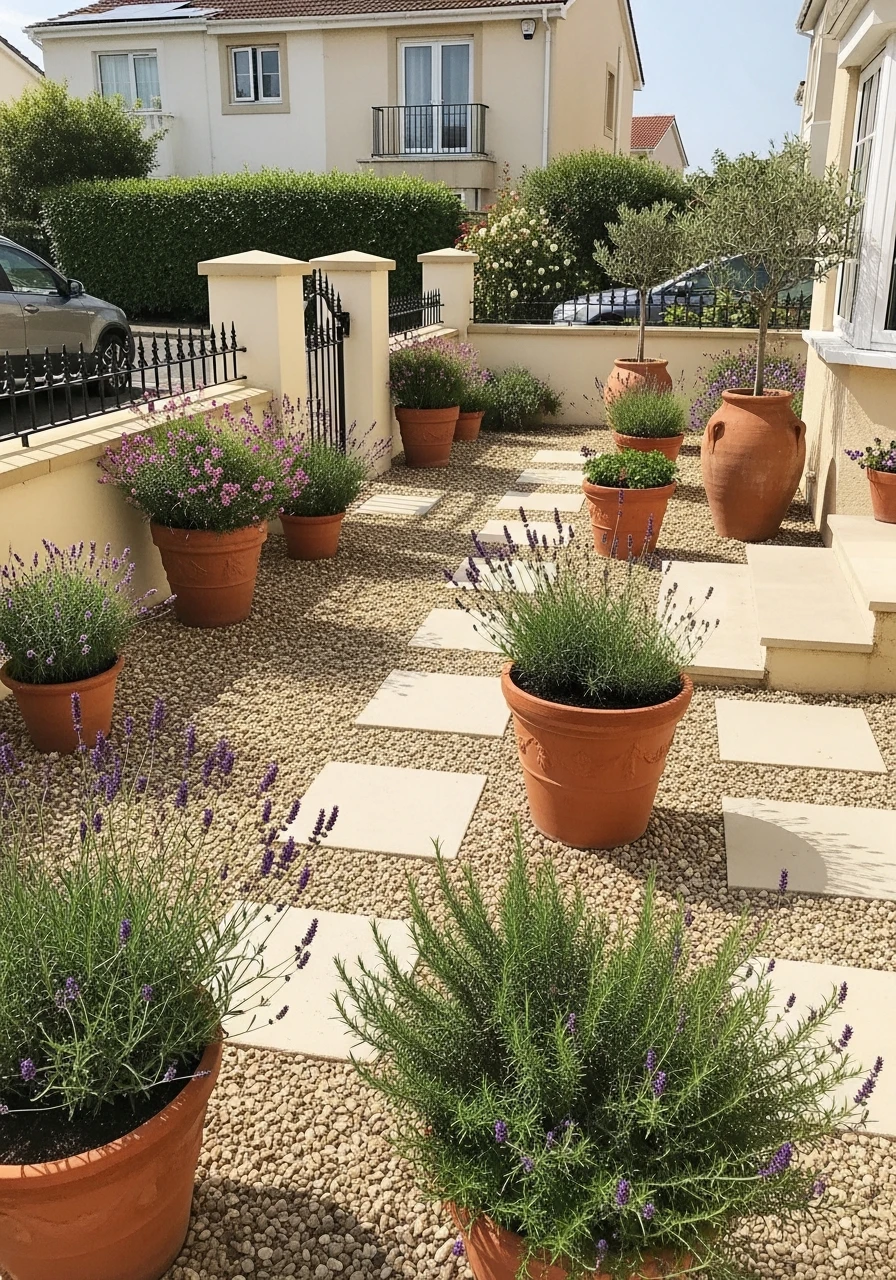 9. Mediterranean Gravel Front Garden Style