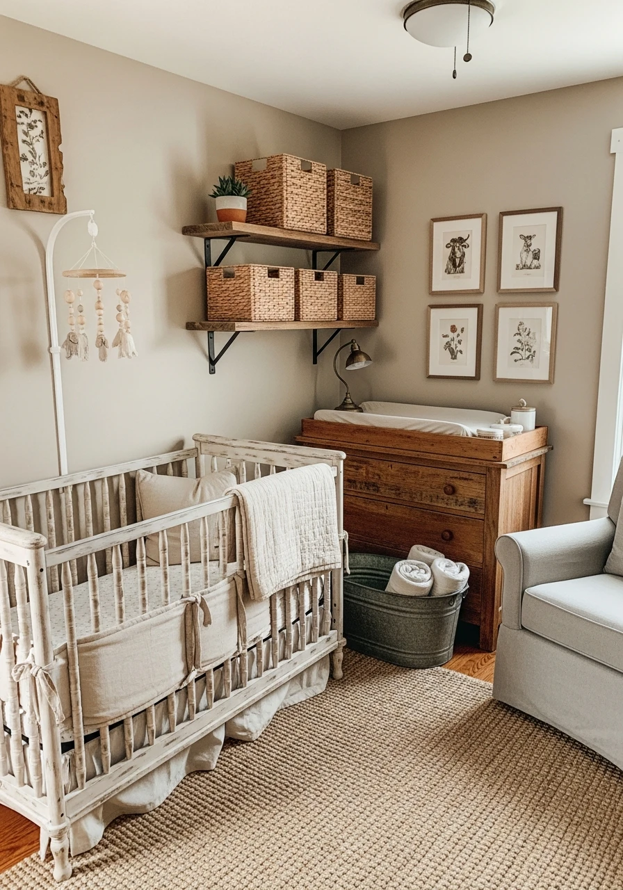 Rustic Farmhouse Nursery - 50 Best Gender Neutral Nursery Ideas for Stylish Parents