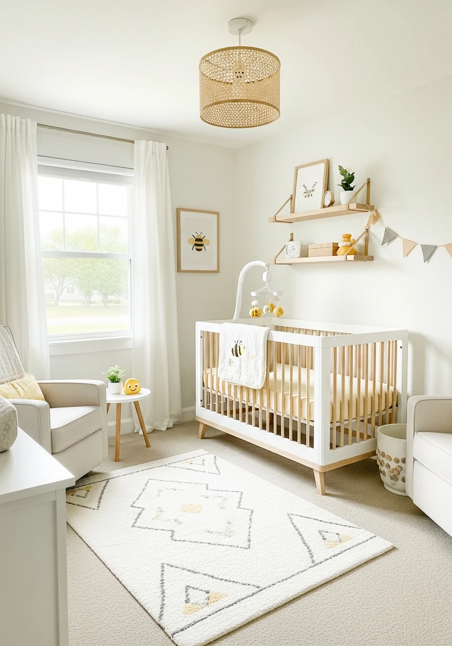 Cheerful Bee Honeycomb - 50 Best Gender Neutral Nursery Ideas for Stylish Parents