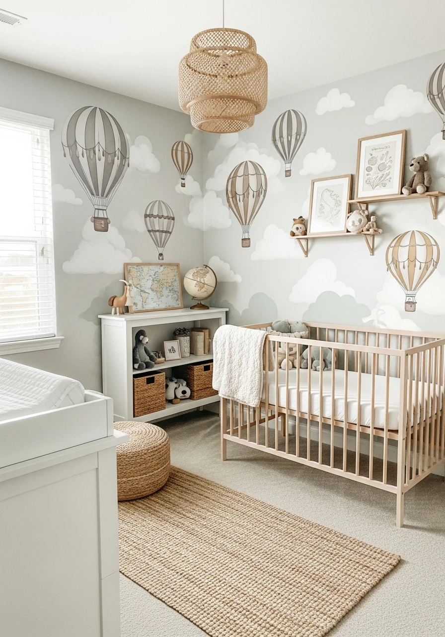 Whimsical Hot Air Balloon - 50 Best Gender Neutral Nursery Ideas for Stylish Parents