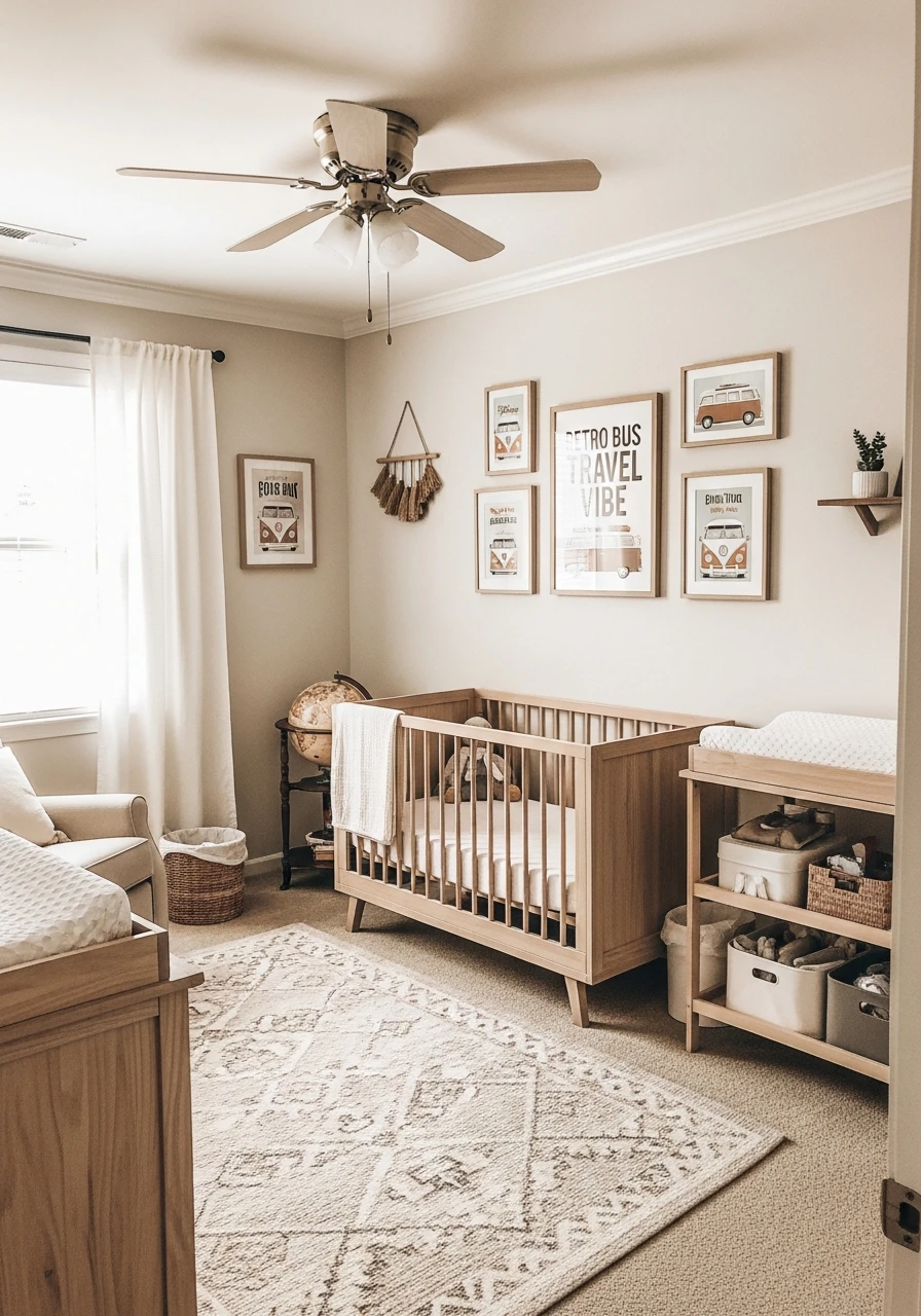 Retro Bus Travel Vibe - 50 Best Gender Neutral Nursery Ideas for Stylish Parents
