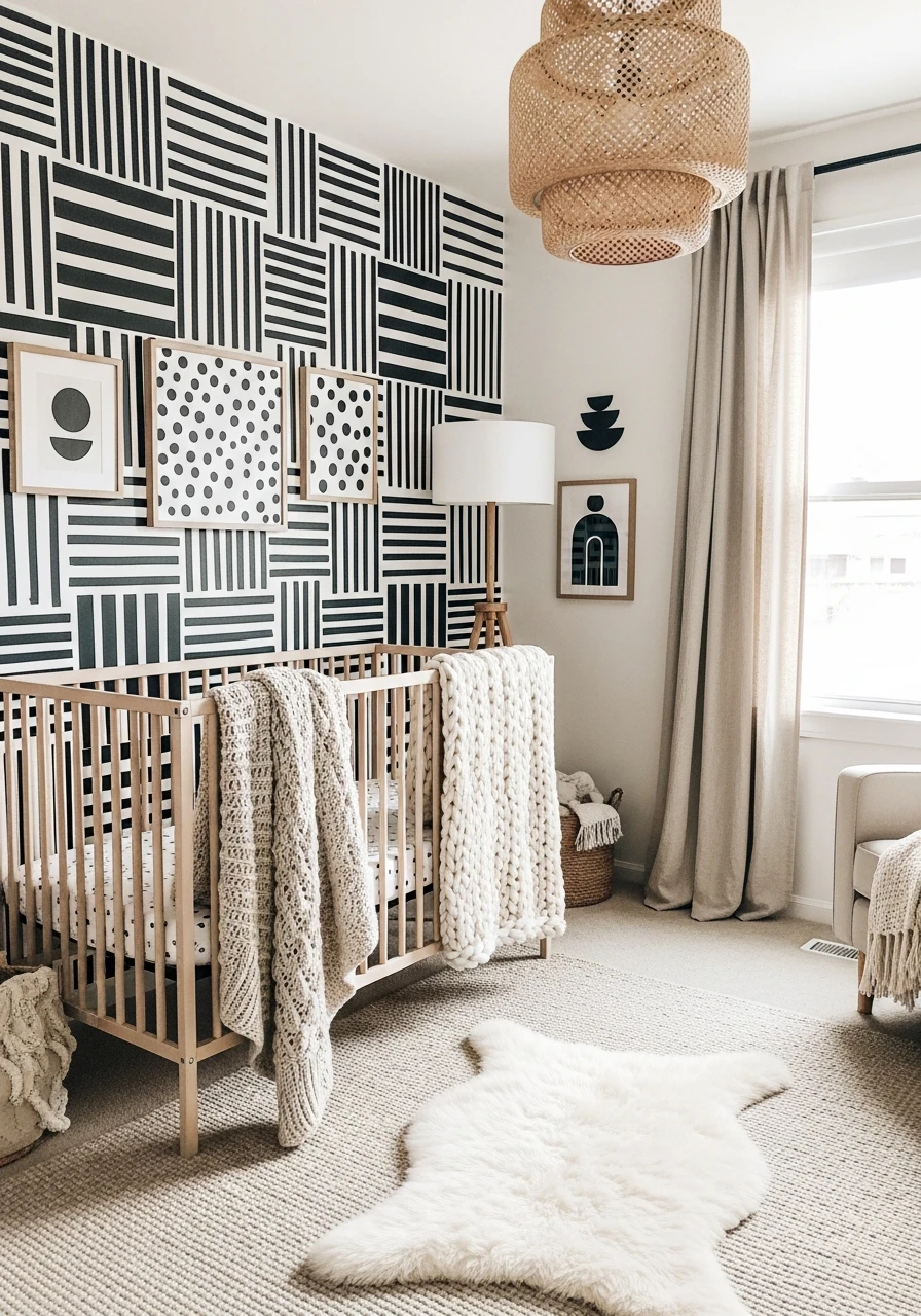 Bold Monochrome Nursery - 50 Best Gender Neutral Nursery Ideas for Stylish Parents
