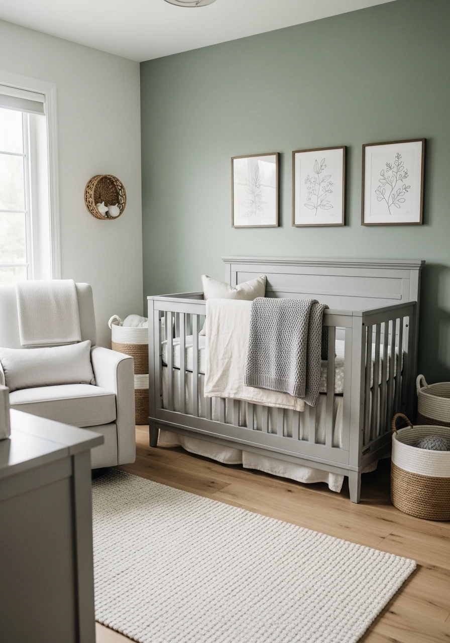 Balanced Green and Gray - 50 Best Gender Neutral Nursery Ideas for Stylish Parents