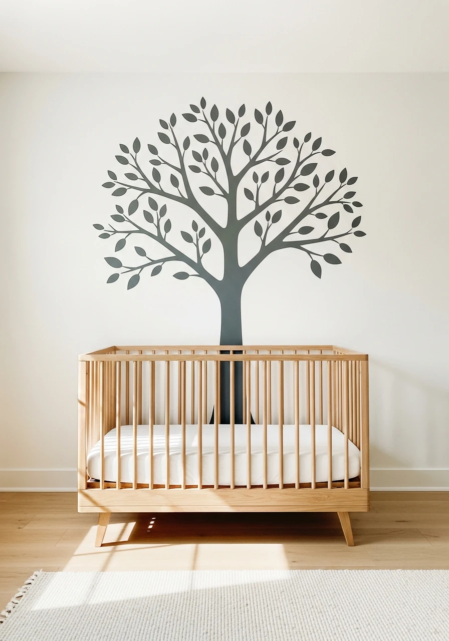 Simple Tree Wall Mural - 50 Best Gender Neutral Nursery Ideas for Stylish Parents