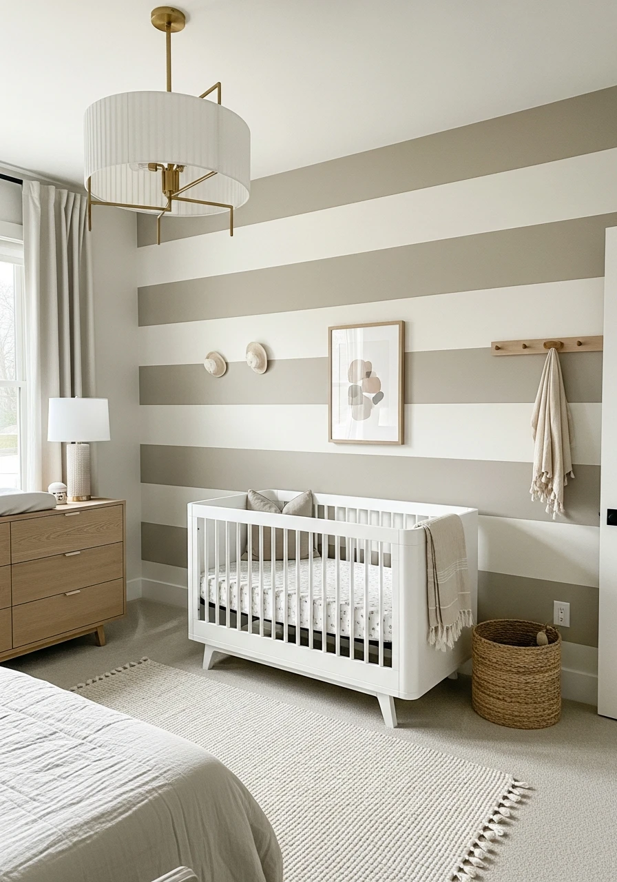 Elegant Taupe Stripes - 50 Best Gender Neutral Nursery Ideas for Stylish Parents