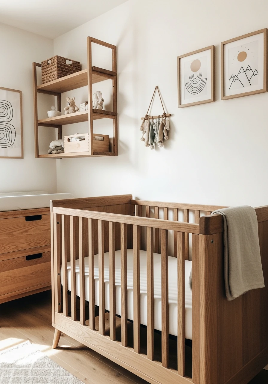Timeless Wood Focused Style - 50 Best Gender Neutral Nursery Ideas for Stylish Parents