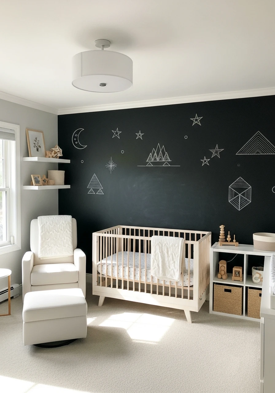 Fun Chalkboard Accent - 50 Best Gender Neutral Nursery Ideas for Stylish Parents
