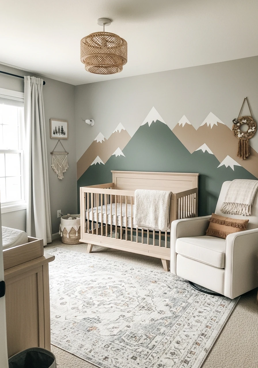 Calm Mountain Adventure Vibe - 50 Best Gender Neutral Nursery Ideas for Stylish Parents