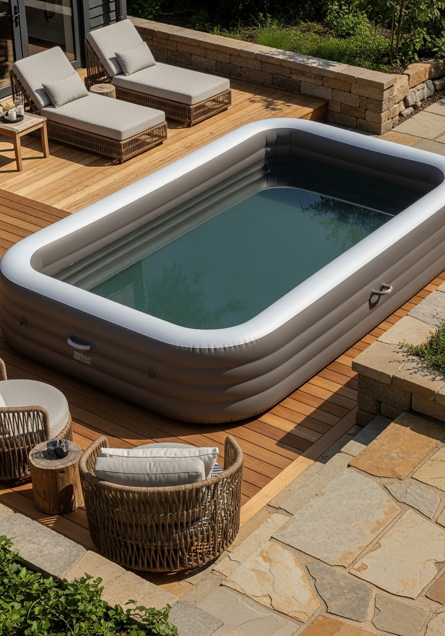 Incorporate Natural Textures - 25 Stylish Inflatable Pool Ideas for a High-End Backyard Look