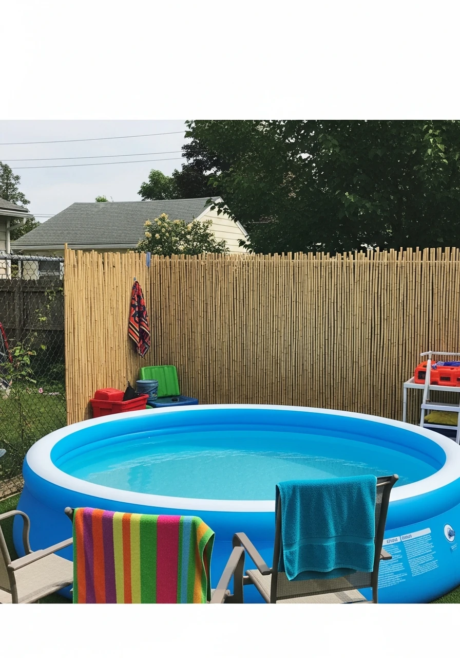 Add Privacy with Bamboo Screens - 25 Stylish Inflatable Pool Ideas for a High-End Backyard Look