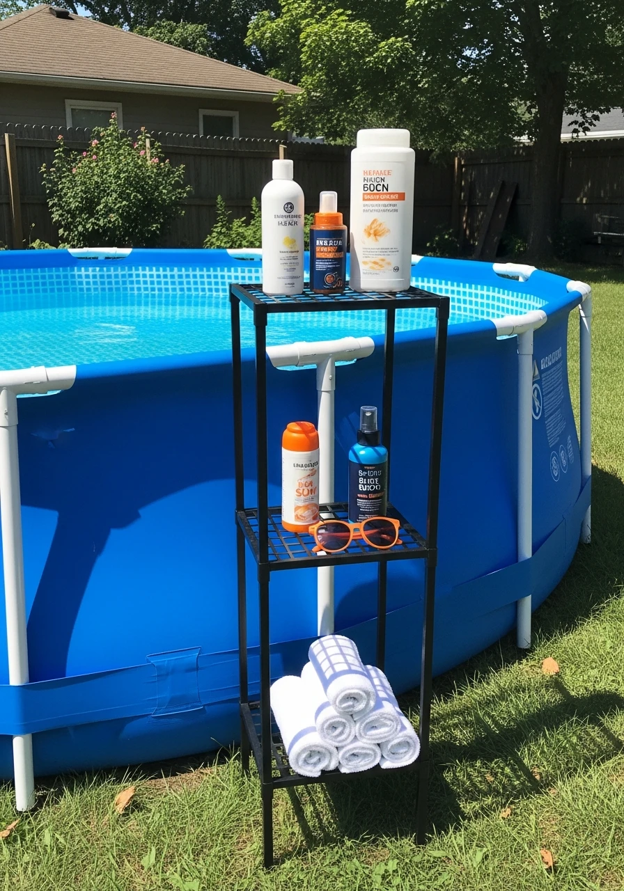 Create Vertical Storage - 25 Stylish Inflatable Pool Ideas for a High-End Backyard Look