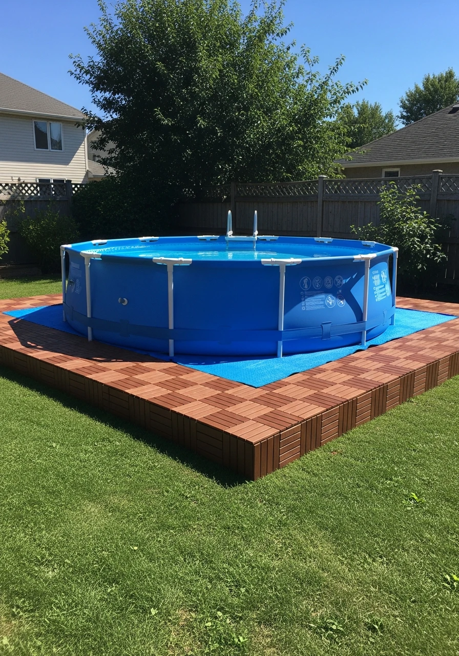 Build an Elevated Base - 25 Stylish Inflatable Pool Ideas for a High-End Backyard Look