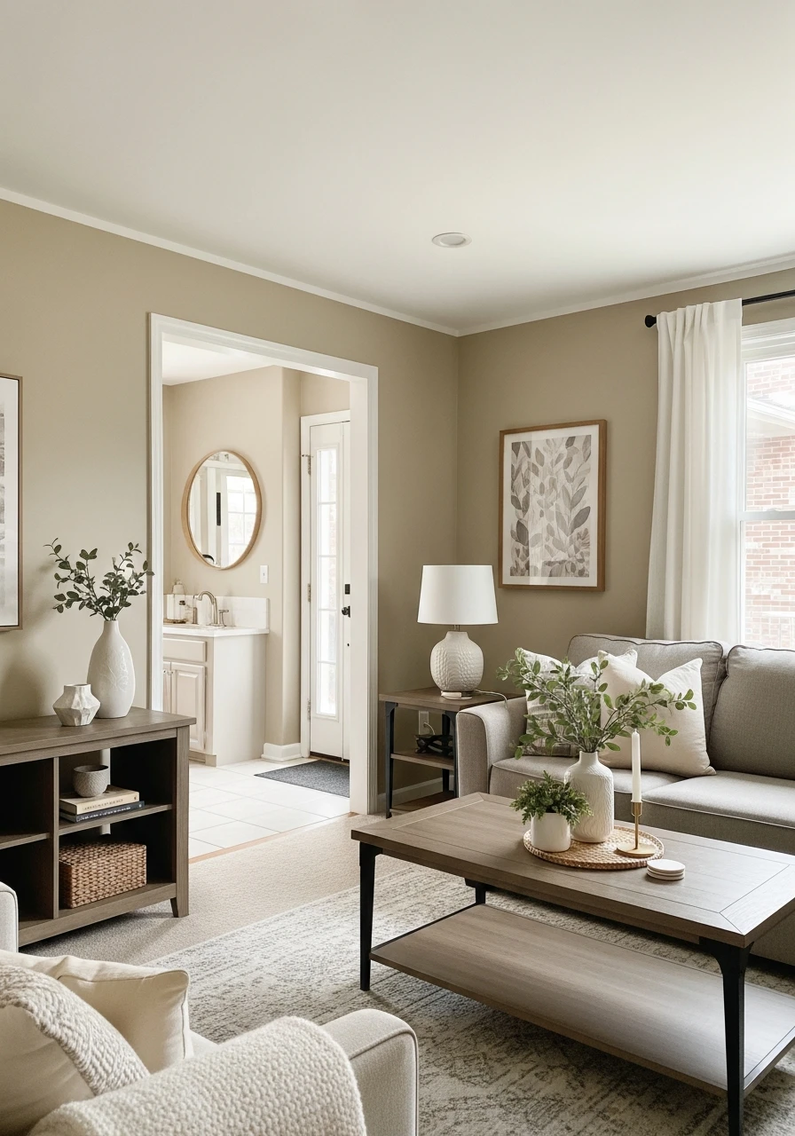 10. Khaki Beige Warm Neutral Living Room