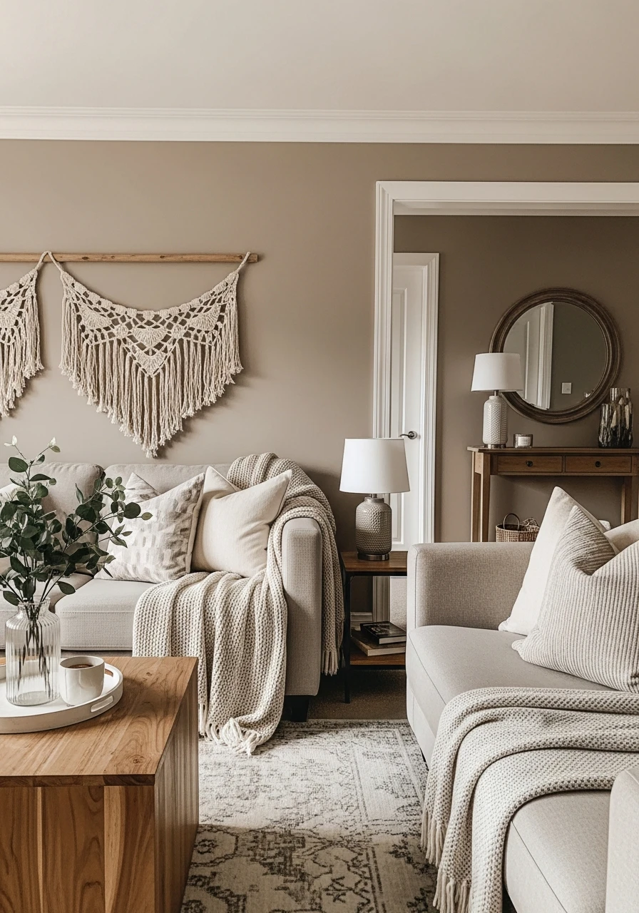 13. Warm Taupe Balanced Living Room