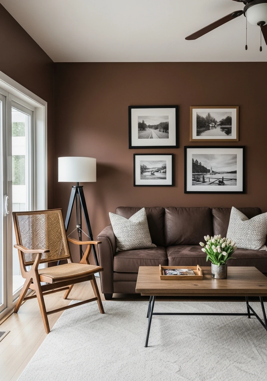 16. Chocolate Brown Rich Living Room