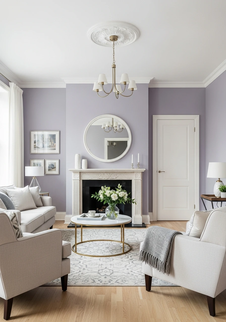 17. Soft Lavender Gray Subtle Living Room
