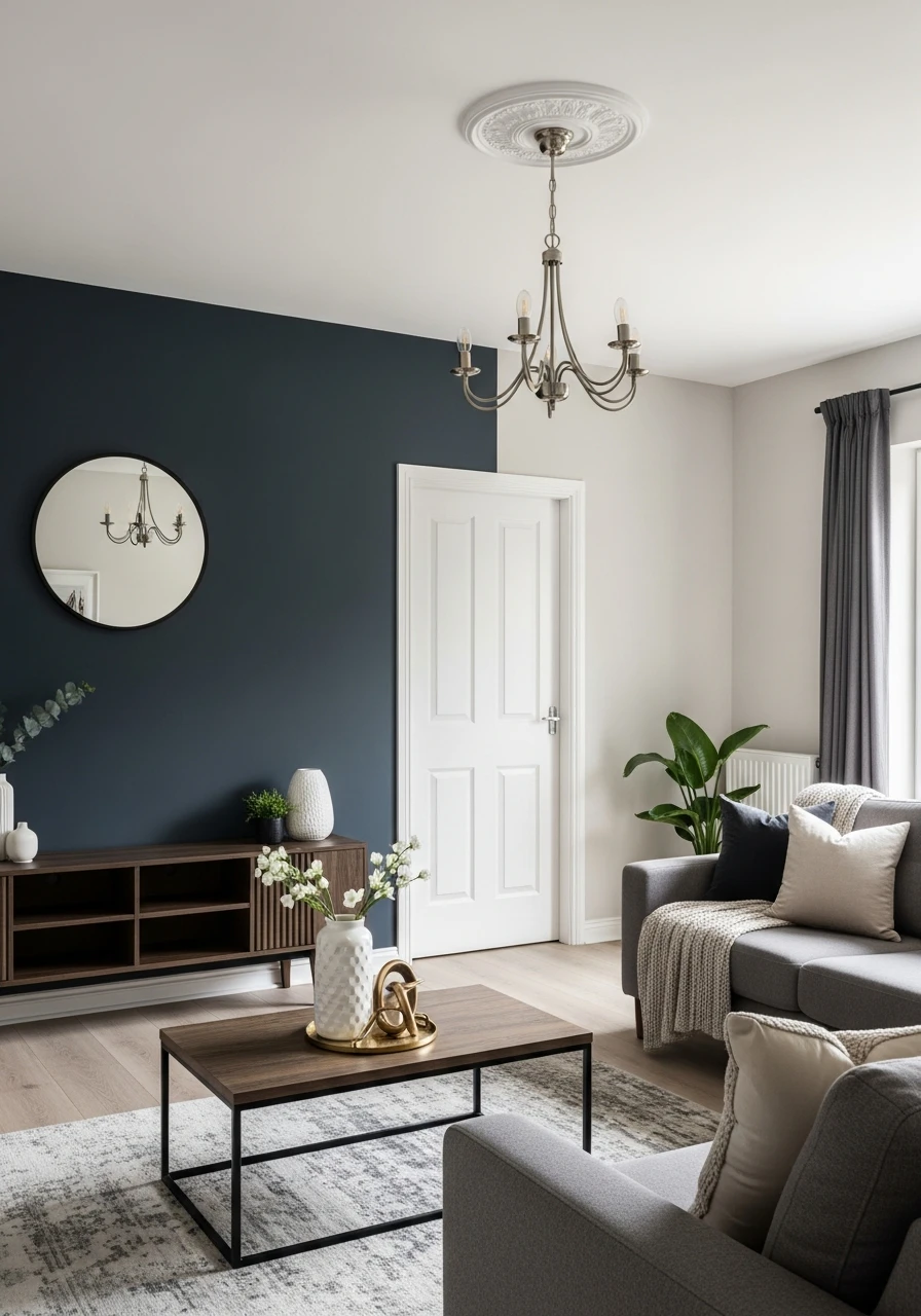 18. Charcoal Accent Wall Modern Living Room