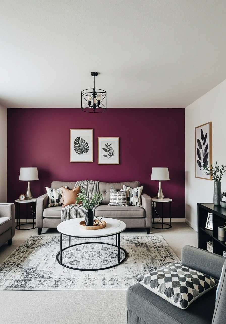 22. Berry Plum Accent Living Room