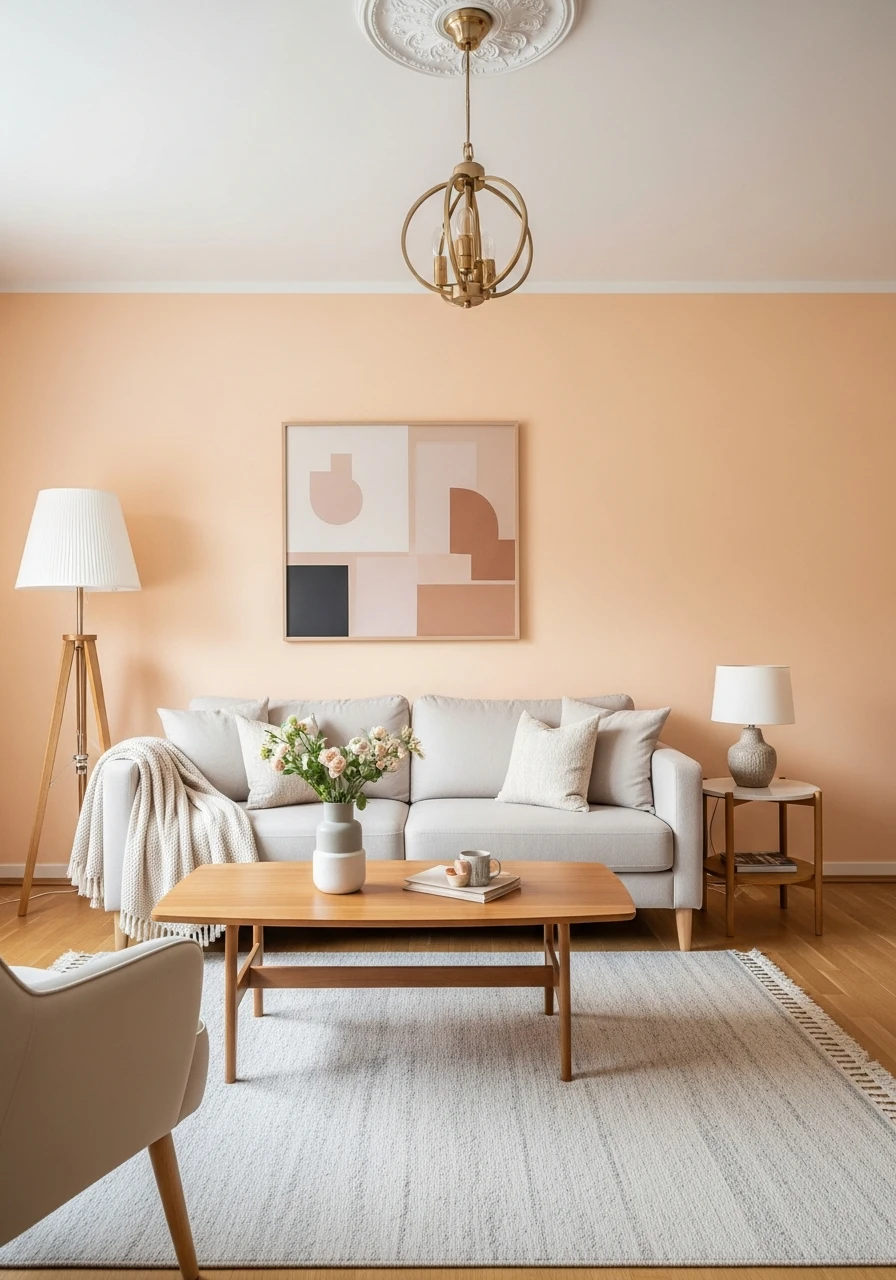 25. Pale Apricot Warm Neutral Living Room