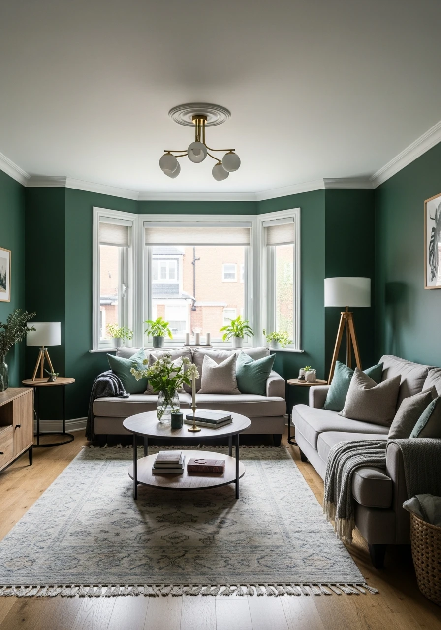 30. Forest Green Bold Living Room
