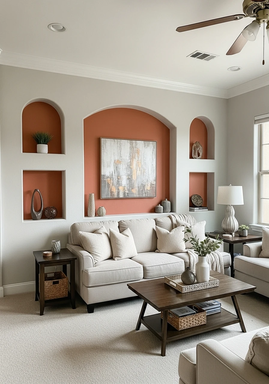 32. Terracotta Accent Niche Living Room