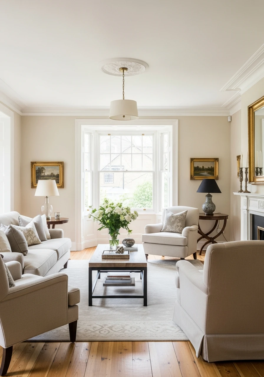 33. Warm Ivory Classic Living Room