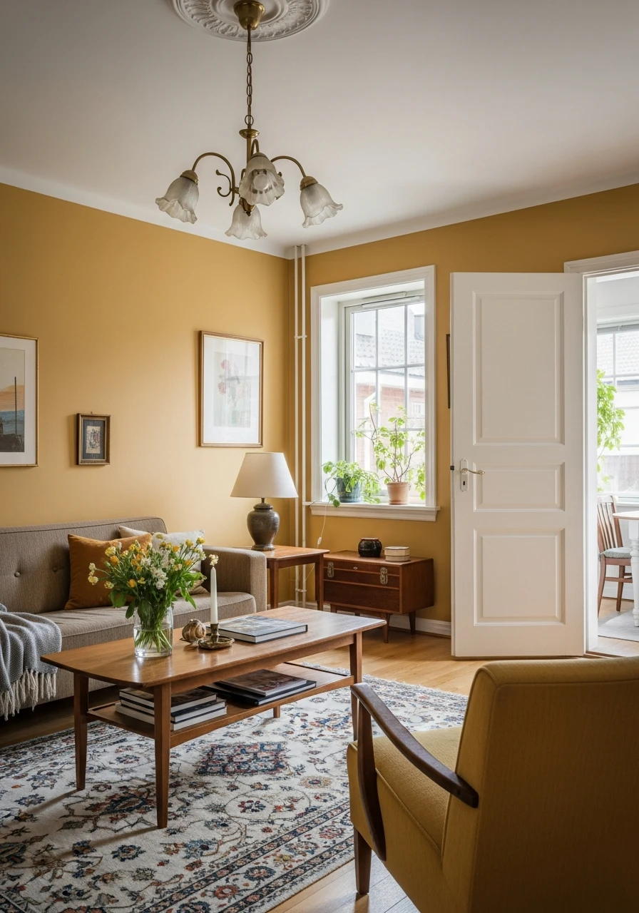 34. Muted Mustard Golden Living Room