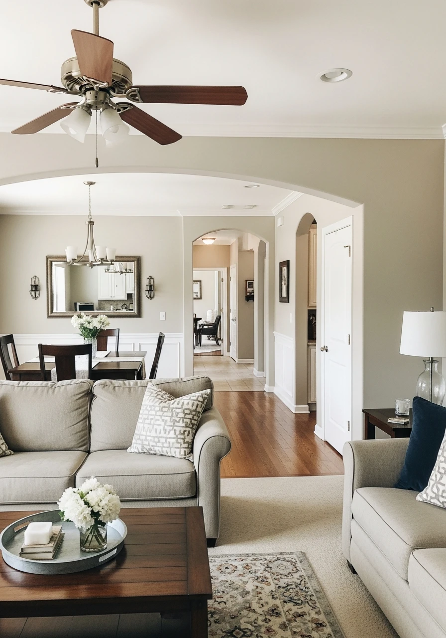 9. Revere Pewter: Classic Greige for Open Homes