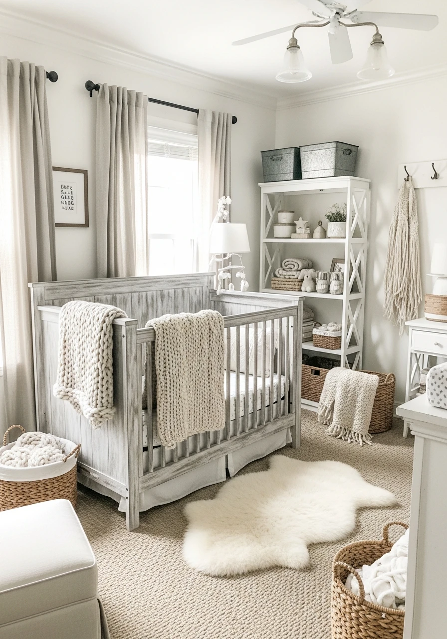 Simple Neutral Farmhouse - 30 Adorable Nursery Room Themes for Any Budget