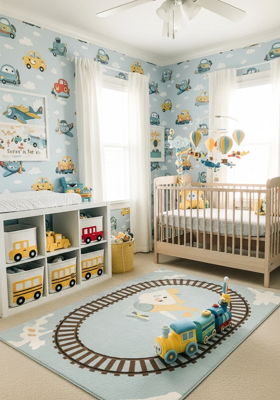 Little Traveler's Transportation Station - 30 Adorable Nursery Room Themes for Any Budget