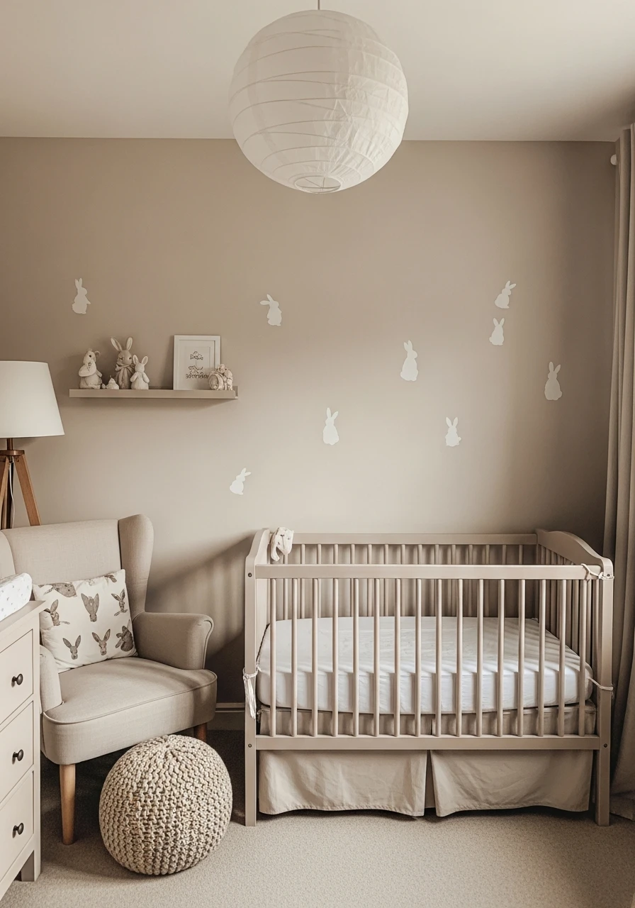 Neutral Beige Bunny Silhouette Wall - Peter Rabbit Nursery Ideas: Create a Magical Space!