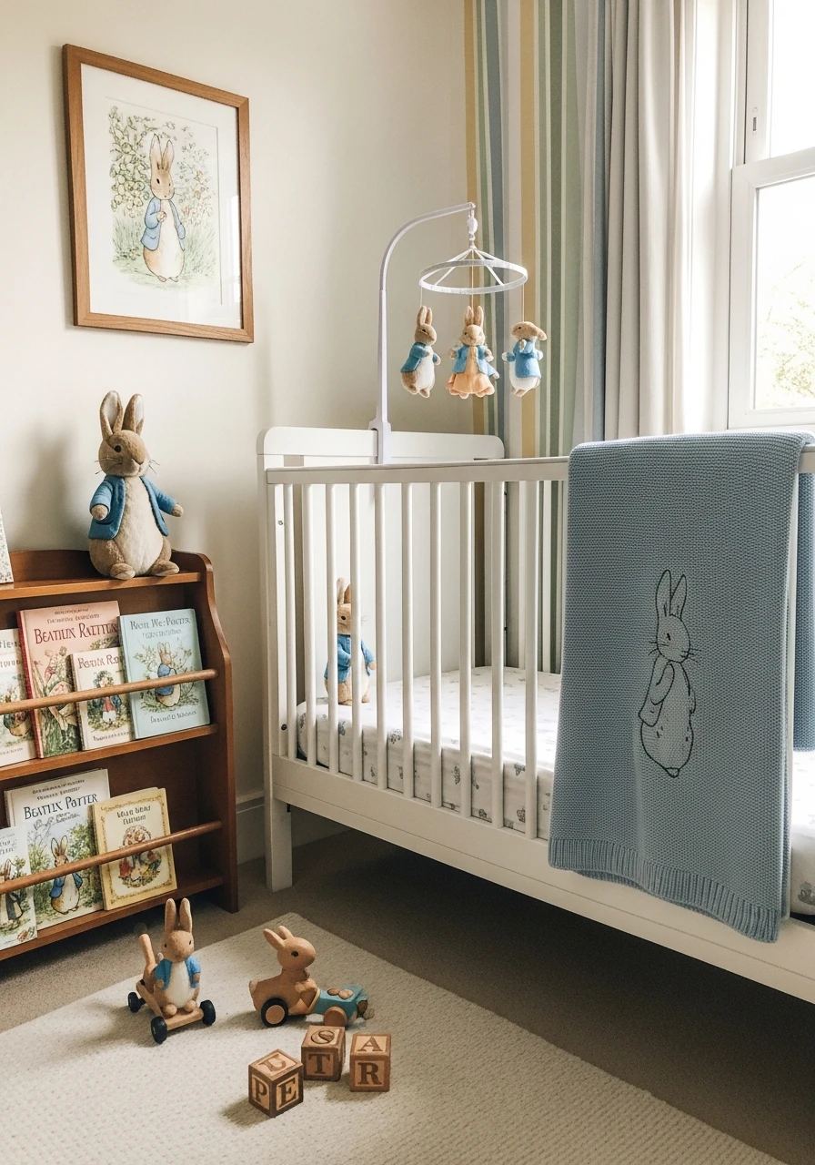 Faded Pastel Striped Backdrop - Peter Rabbit Nursery Ideas: Create a Magical Space!