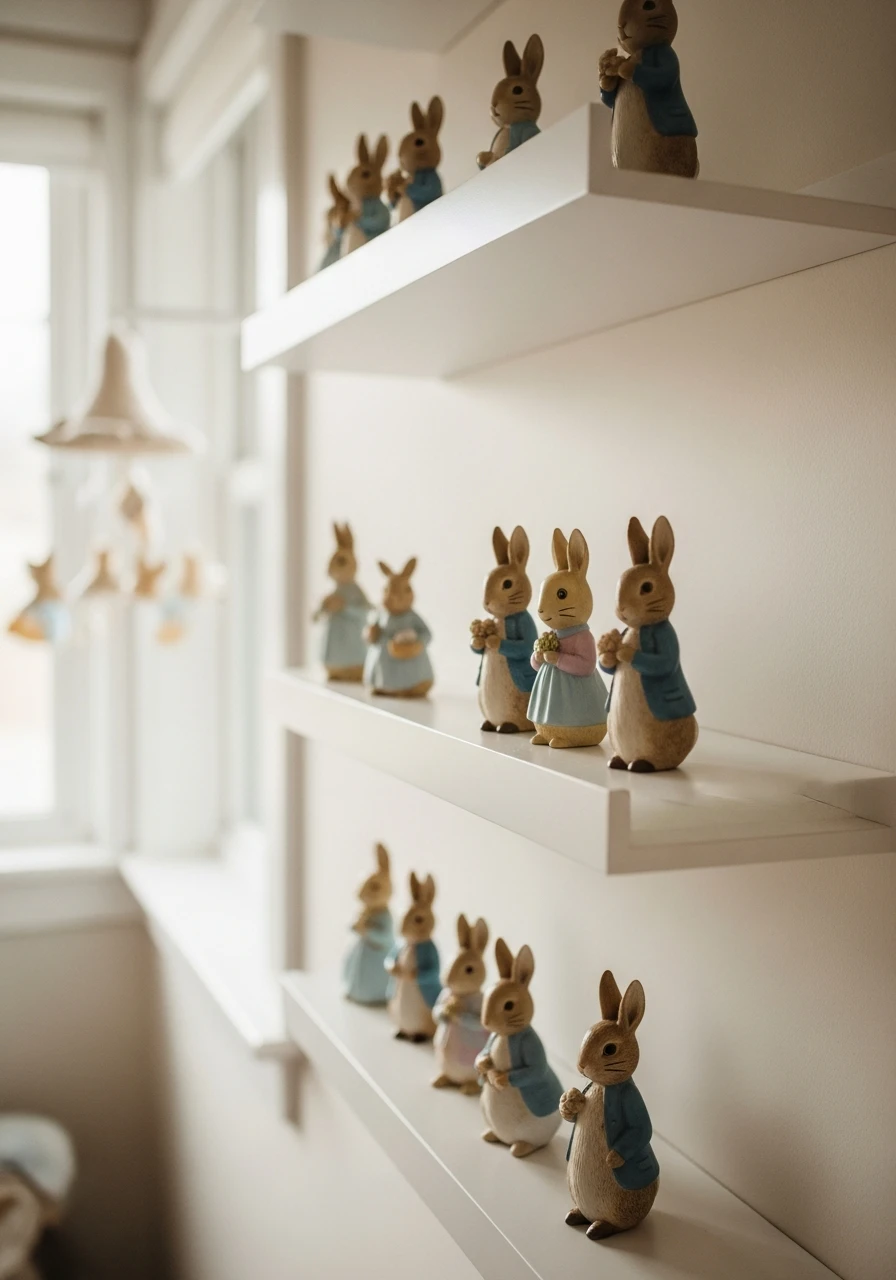 Miniature Figurine Shelf Styling - Peter Rabbit Nursery Ideas: Create a Magical Space!