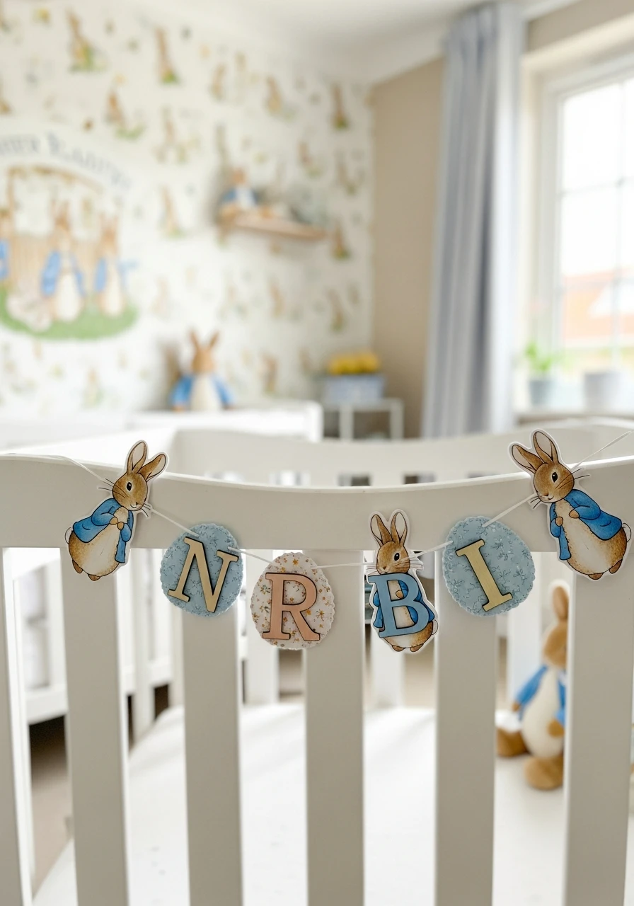 Bunny-Themed Name Garland - Peter Rabbit Nursery Ideas: Create a Magical Space!